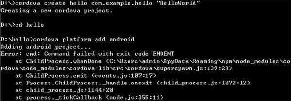 cordova platform add android错误