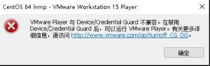 VMware Player 与 Device/Credential Guard 不兼容